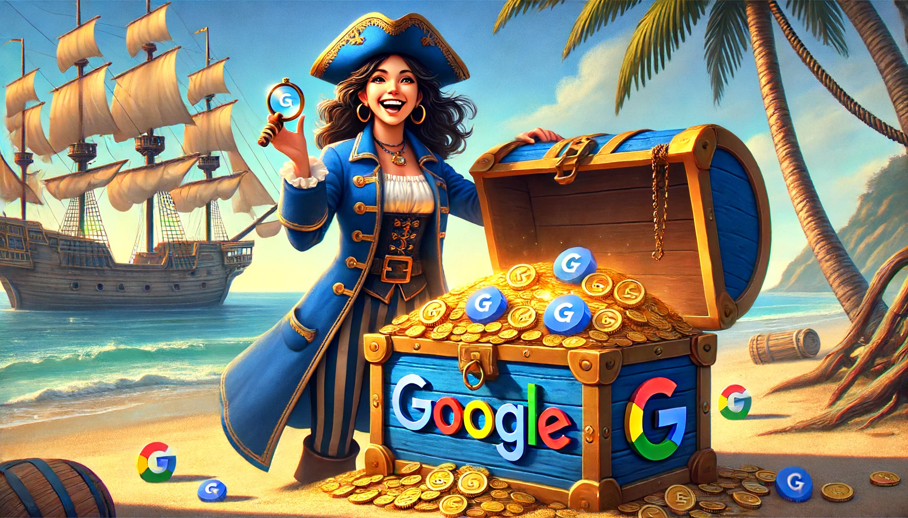 female pirate discovers google chest